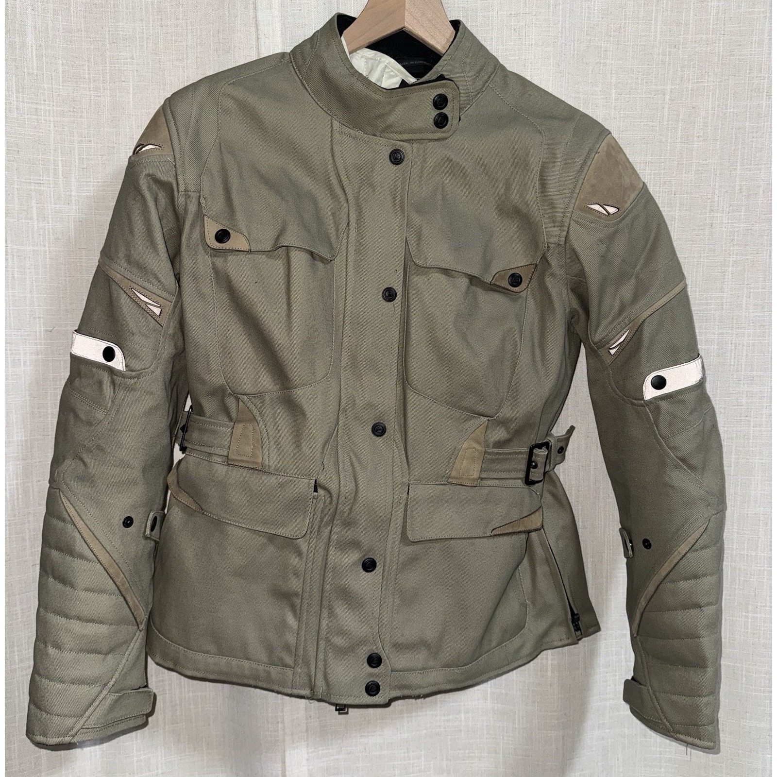 Fieldsheer Cadence Dark Khaki Tan Textile Women's Large Motorcycle Jacket